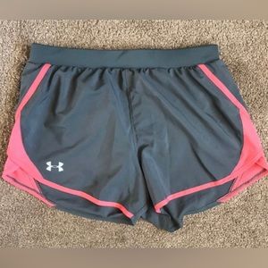 Women’s Grey and Pink UA shorts